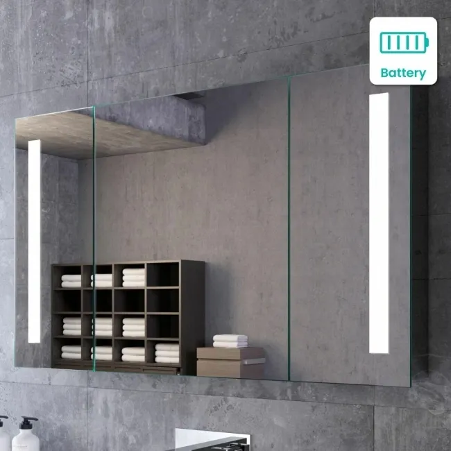 Emielia Battery Operated Illuminated LED Mirror Cabinet 600x1000mm