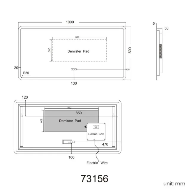 Evelyn Illuminated LED Mirror With BLUETOOTH Speaker 500x1000mm