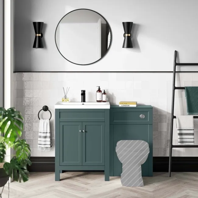 Midnight Green Slimline Back To Wall Toilet Unit 500mm