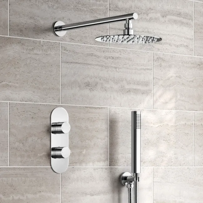 Ballina Premium Chrome Round Thermostatic Shower Set - 200mm Head & Hand Shower
