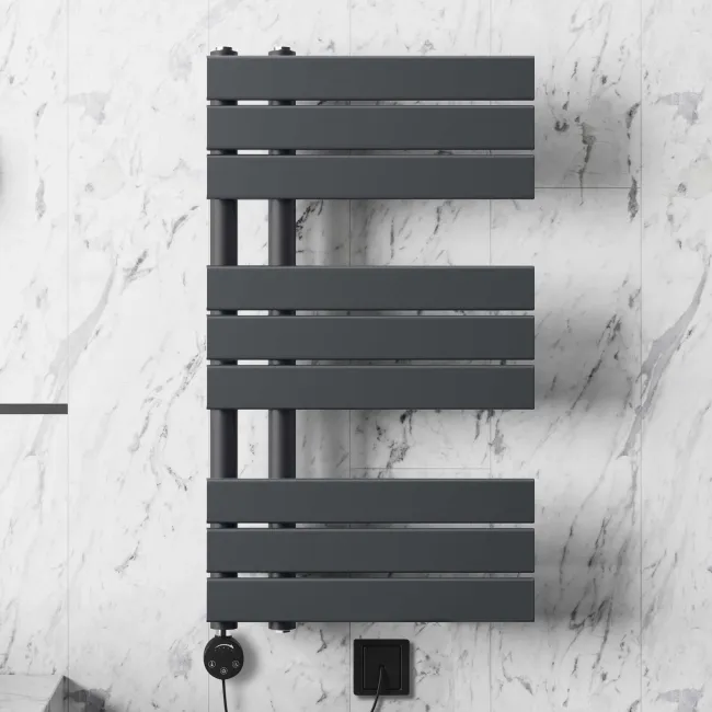 Seville Electric Anthracite Designer Flat Panel Heated Towel Rail 800x450mm