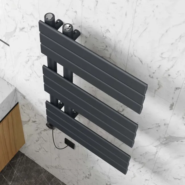 Seville Electric Anthracite Designer Flat Panel Heated Towel Rail 800x450mm