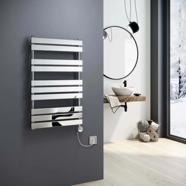 Santorini Electric Chrome Flat Panel Heated Towel Rail 1000x600mm
