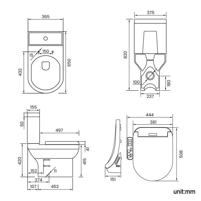 Denver Close Coupled Toilet With Smart Bidet Seat