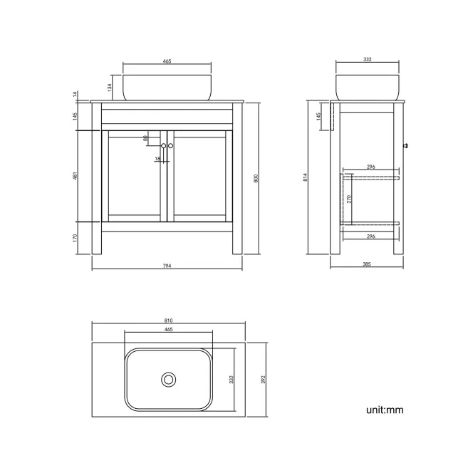 Bermuda Dove Grey Vanity With Curved Counter Top Basin 800mm