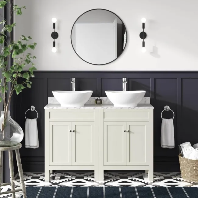 Bermuda Chalk White Vanity with Marble Top & Oval Counter Top Basin 1200mm
