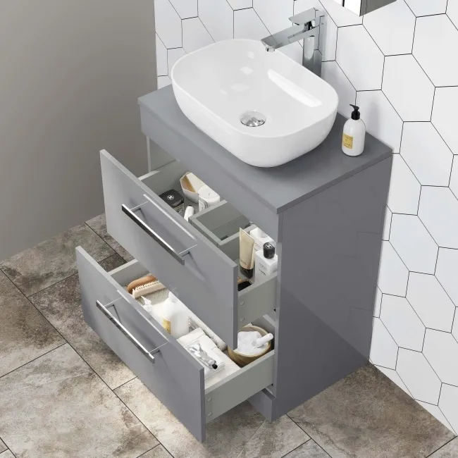 Avon Stone Grey Drawer 600mm - Excludes Counter Top Basin