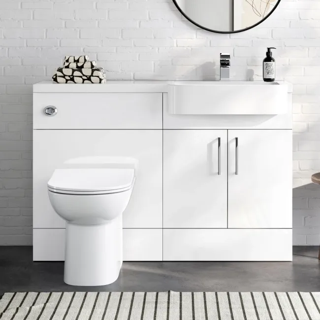 Harper Gloss White Combination Vanity Basin and Aruba Toilet 1200mm - Right Handed