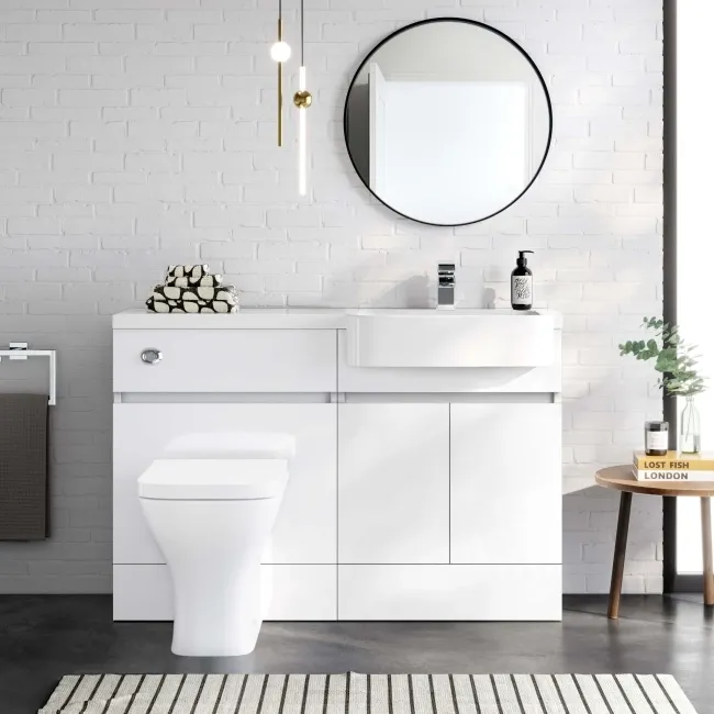 Foster Gloss White Combination Vanity Basin and Atlanta Toilet 1200mm - Right Handed
