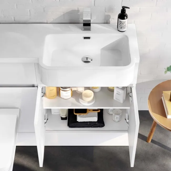 Foster Gloss White Combination Vanity Basin and Atlanta Toilet 1200mm - Right Handed