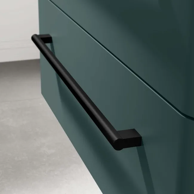 Omaha Mystic Green Wall Hung Drawer Vanity with Marble Top & Marin Basin 800mm - Black Accents