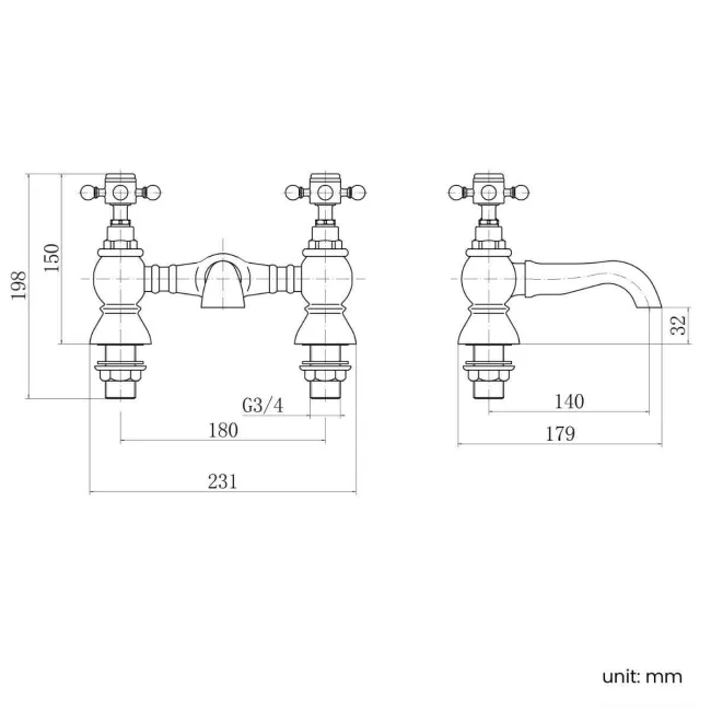 Thames Traditional Chrome Basin & Bath Mixer Tap Set