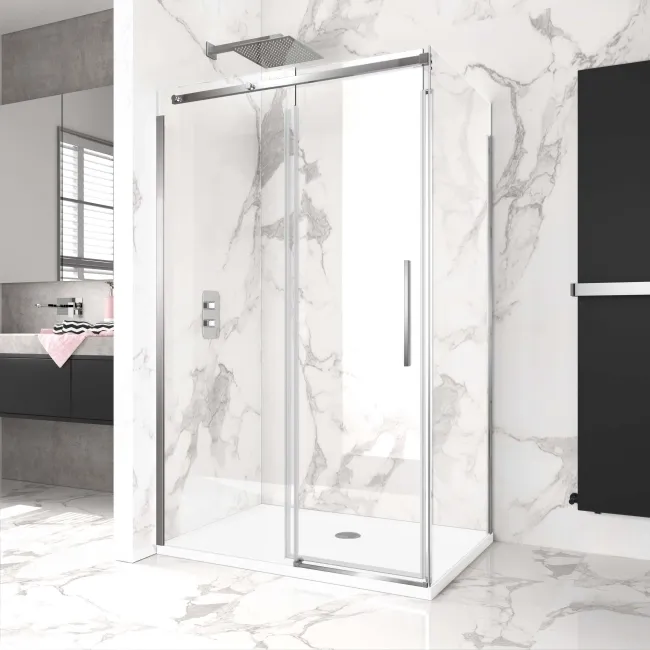 Stockholm Easy Clean 8mm Frameless Sliding Shower Enclosure 1200x900mm