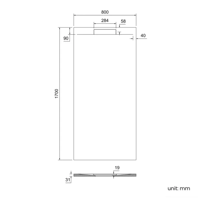 Tokyo Rectangular Matt Grey Slate Texture Stone Shower Tray 1700x800mm