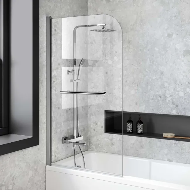 Dover 1600x750 Keyhole Shower Bath & 6mm Easy Clean Screen with Rail