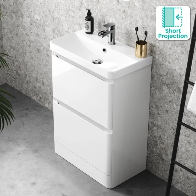 Corsica Gloss White Slimline Basin Drawer Vanity 600mm