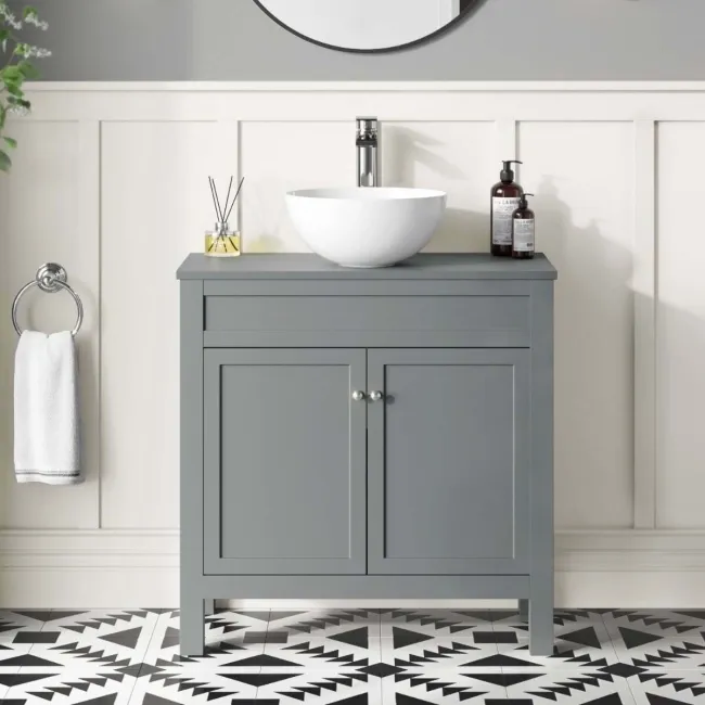 Bermuda Dove Grey Vanity With Round Counter Top Basin 800mm
