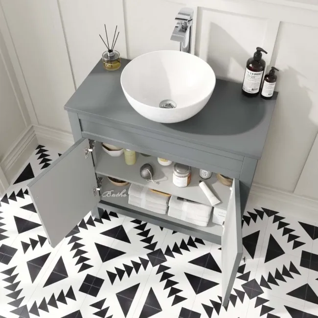 Bermuda Dove Grey Vanity With Round Counter Top Basin 800mm