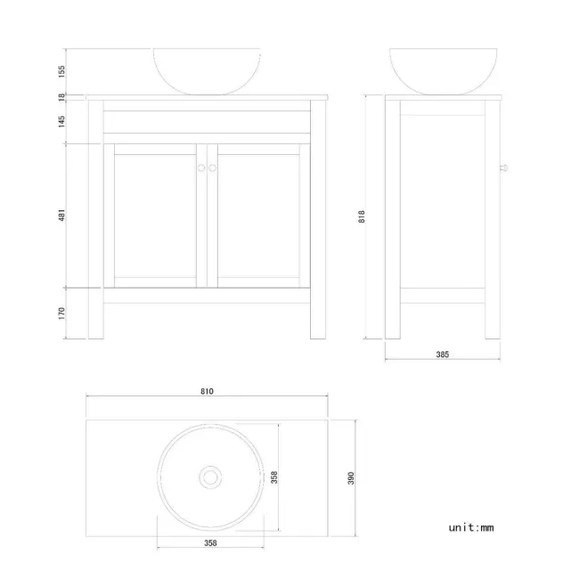 Bermuda Dove Grey Vanity With Round Counter Top Basin 800mm