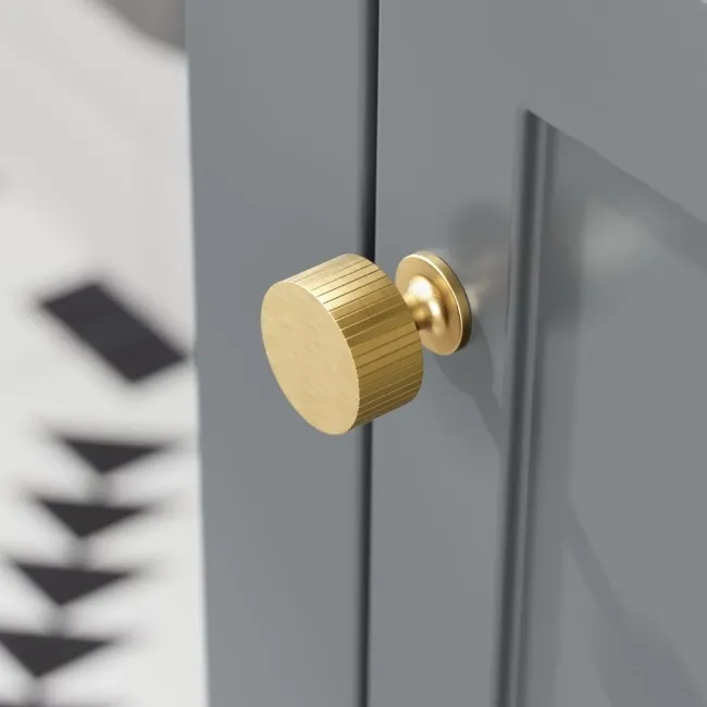 Bermuda Dove Grey Cloakroom Basin Vanity 400mm - Brushed Brass Accents