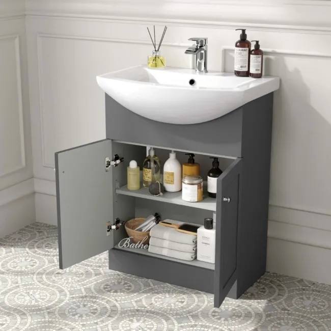 Capri Slate Grey Combination Vanity Basin and Houston Toilet 1150mm - Chrome Handles