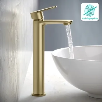 Avill Brushed Brass High Rise Basin Mixer Tap