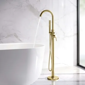 Trent Brushed Brass Freestanding Bath Shower Mixer Tap