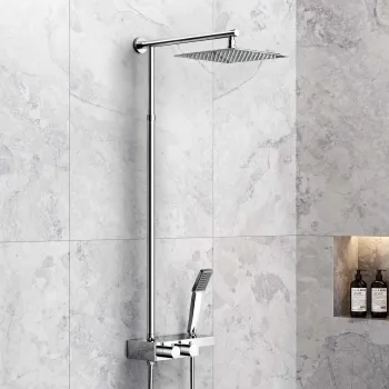 Navan Cool Touch Square Thermostatic Shower with Large 250mm Head