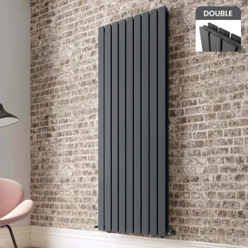 Faro Anthracite Double Flat Panel Vertical Radiator 1800x630mm