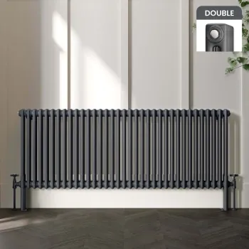 Athens Anthracite Double Column Horizontal Traditional Radiator 600x1595mm