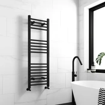 Barcelona Matt Black Straight Heated Towel Rail 1200x400mm