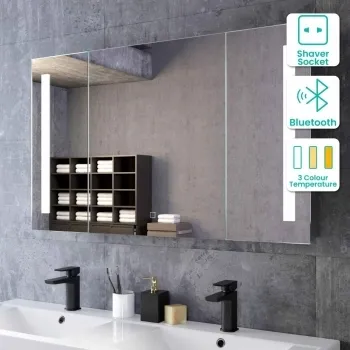 Emielia Illuminated LED Mirror Cabinet With BLUETOOTH Speaker 600x1000mm