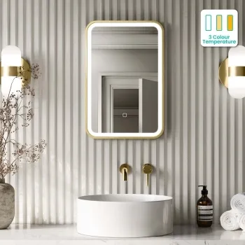 Mila Brushed Brass Illuminated LED Mirror 600x400mm