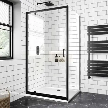 London Matt Black 6mm Pivot Shower Enclosure 1000x700mm