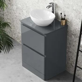 Corsica Storm Grey Drawer Vanity with Oval Counter Top Basin 600mm