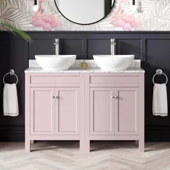 Bermuda Cashmere Pink Vanity with Marble Top & Oval Counter Top Basin 1200mm