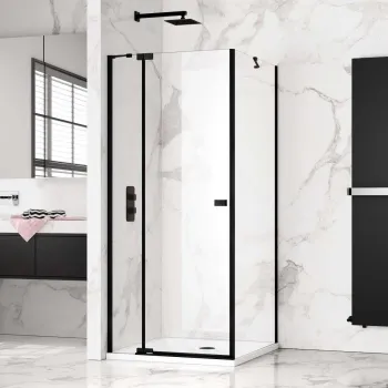 Vienna Matt Black Easy Clean 8mm Hinged Shower Enclosure 900x900mm