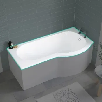 P Shaped 1600 Shower Bath - Right Handed