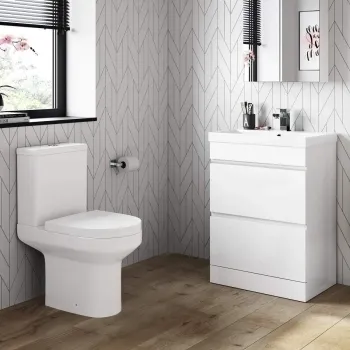 Trent Gloss White Basin Drawer Vanity 600mm and Toilet Set