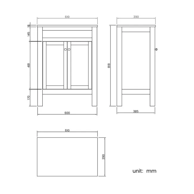 Bermuda Dove Grey Vanity 600mm