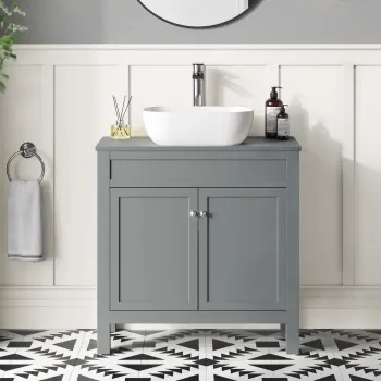 Bermuda Dove Grey Vanity With Curved Counter Top Basin 800mm