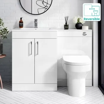 Mersey Gloss White Combination Vanity Basin and Miami Toilet 1100mm