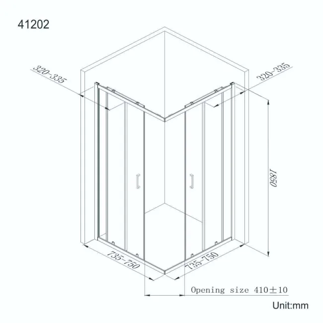 London Matt Black 6mm Corner Entry Shower Enclosure 760x760mm