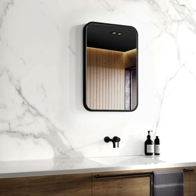 Olivia Black Framed Rectangular Bathroom Mirror 600x400mm