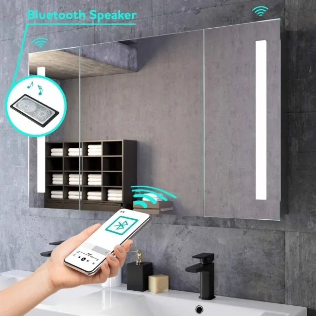 Emielia Illuminated LED Mirror Cabinet With BLUETOOTH Speaker 600x1000mm