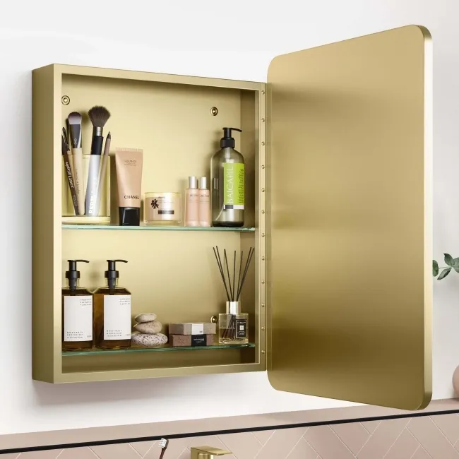 Olivia Matt Brass Mirror Cabinet 710x500mm