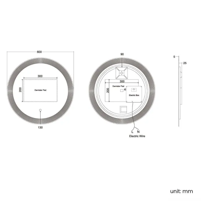 Blake Round Illuminated LED Mirror 600mm