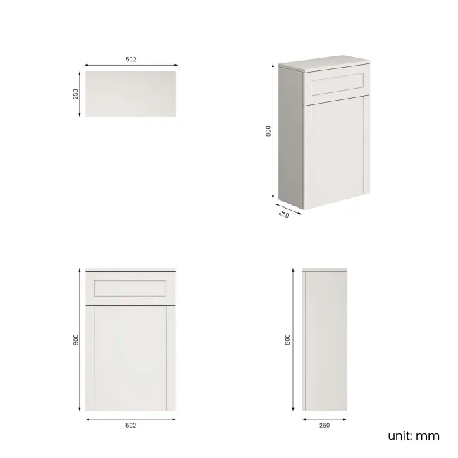 Milos Cotton White Slimline Back To Wall Toilet Unit 500mm