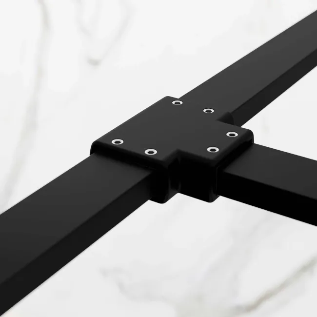 Munich Matt Black Framed 8mm Walk In Shower Enclosure 1100mm & 700mm Glass with Pivotal Return Panel