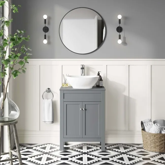 Bermuda Dove Grey Vanity With Oval Counter Top Basin 600mm